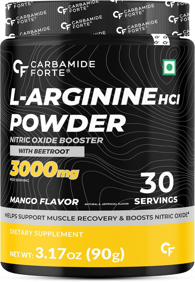 Carbamide Forte Micronized Creatine Monohydrate Powder - 83 Servings, 250g Creatine Supplement Powder for Lean Muscle Volumization, Strength & Energy - L Arginie Powder - Mango Yellow
