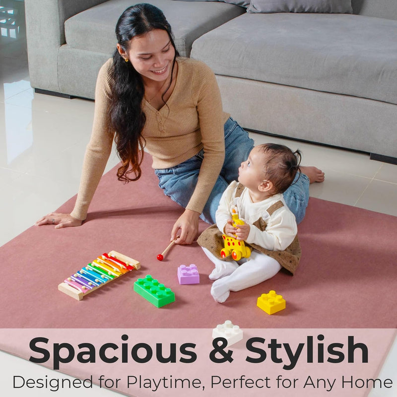 Primica Padded Play Mat for Baby - Large Soft Foam Mat for Floor with Plush Fabric - Safe, Comfortable & Durable Playmat for Babies & Toddlers - Easy to Clean