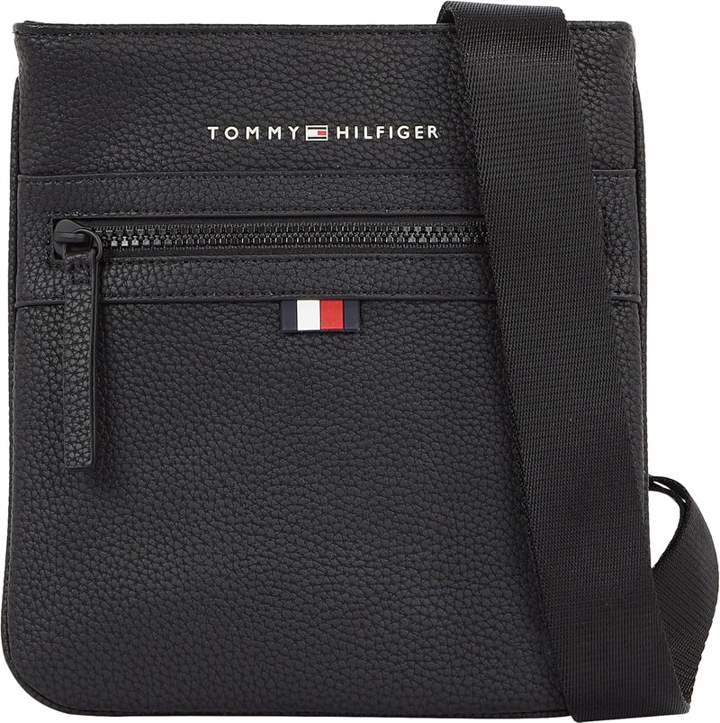 Men Essential PU Mini Crossover Shoulder Bag Small, Black (Black), One Size
