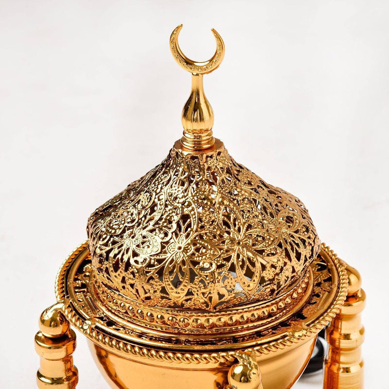 potow Gold Electric Incense Burner - Oud Frankincense Resin Burner - Large Mabkhara,Gold