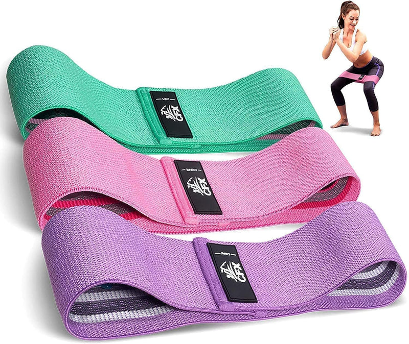 SKY-TOUCH Resistance Bands Fabric,Exercise Bands Non Slip Hip Elastic Bands For Hip, Legs, Butt, Glutes And Thighs Workout, Thick Wide Fitness Loop Circle Resistance Bands, Set Of 3 Pack, Multicolor - Set Of 3 Pack-New