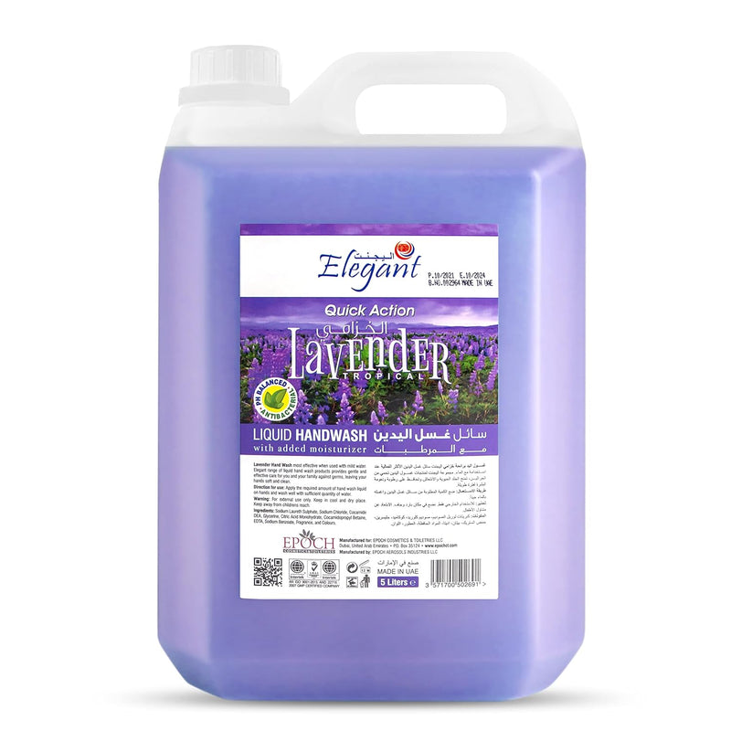Elegant Hand Wash Liquid Refill - 5 Liter - Lovely LAVENDER - Effective Germ Protection – Liquid Hand Wash provides Gentle And Effective Care – Fragrant And Soft
