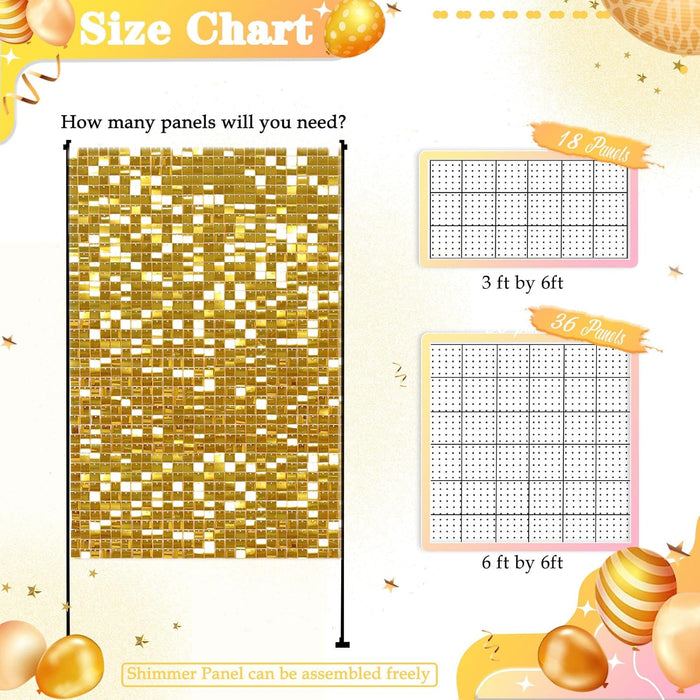 LuoluoHouse Shimmer Wall Panel Sequin Backdrop 36 Panel Birthday Wedding Background Decoration Walls Anniversary Engagement Decorations