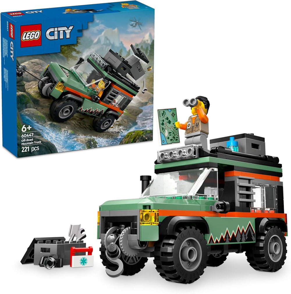 LEGO City Off-Road 4x4 Mountain Truck Toy Set - Building Toys for 6+ Year Old Boys & Girls - Fun Gift Ideas for Birthdays & Holidays - Incl. a Minifigure & Accessories - 60447