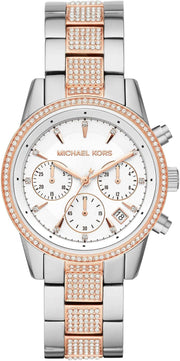 Women's Watch RITZ, 37 mm case size, Quartz Chronograph movement, Stainless Steel strap - White