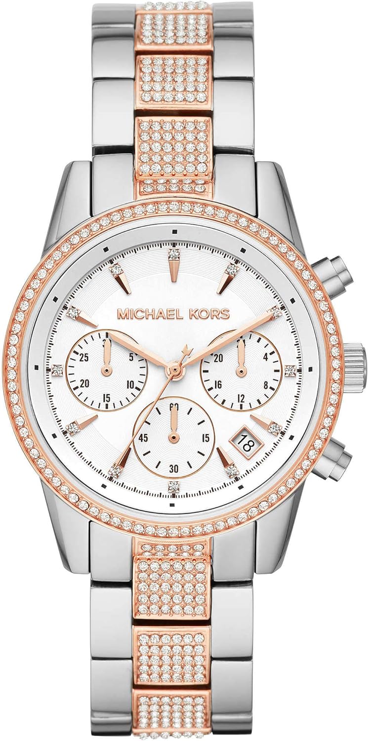 Women's Watch RITZ, 37 mm case size, Quartz Chronograph movement, Stainless Steel strap - White