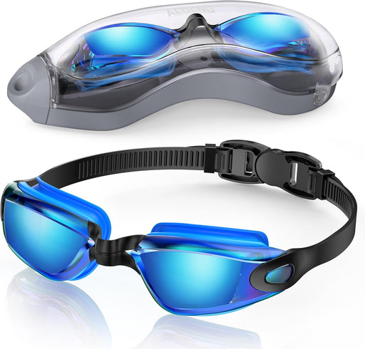 Aegend Swim Goggles, Swimming Goggles No Leaking Adult Men Women Youth - Blue-black