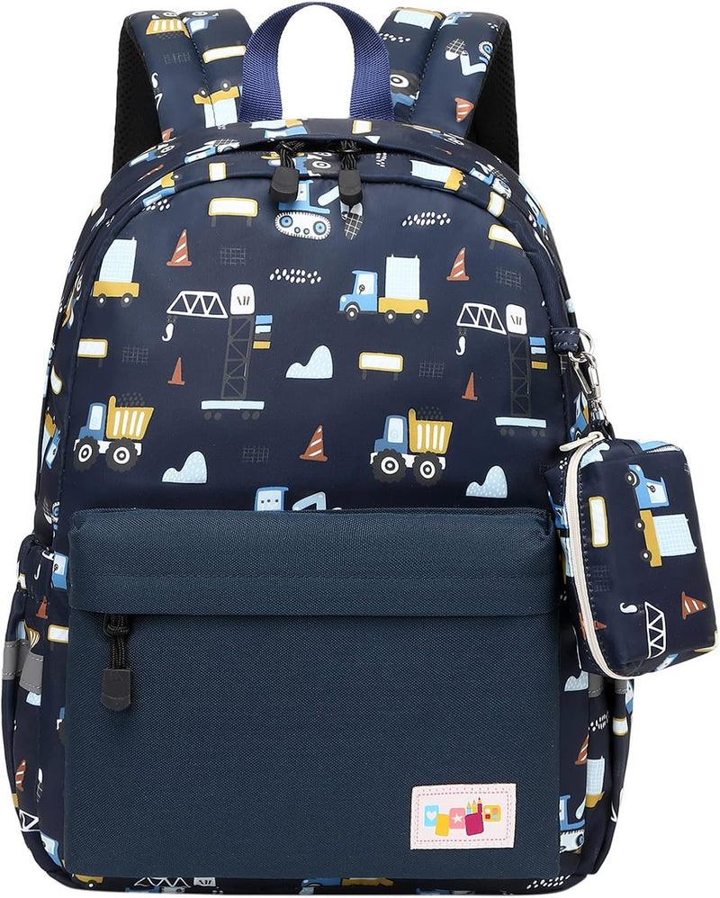 Preschool Kindergarten Backpack, Little Kid Backpacks for Boys and Girls with Chest Strap - DarK Blue Truck