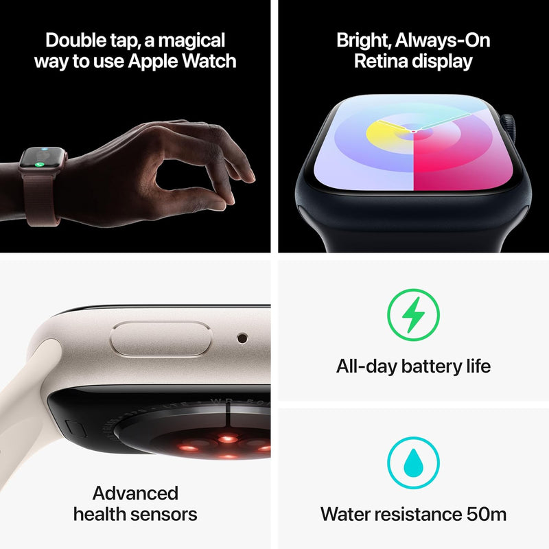 New Apple Watch Series 9 [GPS + Cellular 45mm] Smartwatch with Silver Stainless steel Case with Silver Milanese Loop One Size. Fitness Tracker, Blood Oxygen & ECG Apps, Water Resistant