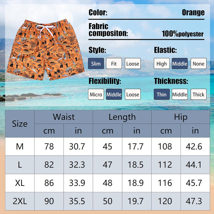 Sun Ora Men's Swim Trunks Quick Dry Swimming Shorts,Mesh Layer Swim Suit Beach Surfing Shorts with Mesh Pockets