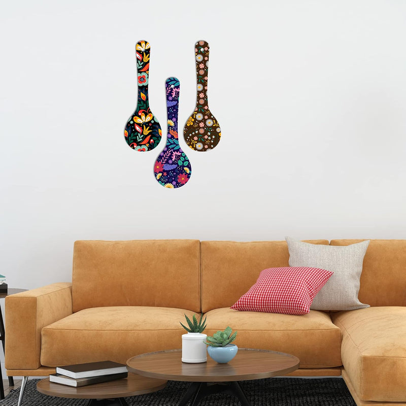 Artvibes Rajasthani Culture Wooden Wall Hanger for Home | Office | Living Room | Gift | Modern Decoration Items | Kitchen Wall Decor | Home Decor Hanging Items (WH_5012N), Set of 3