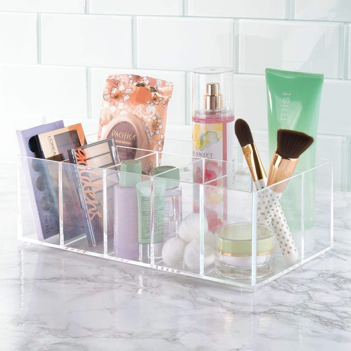INTERDESIGN Idesign Organizer For Vanity Cabinet To Hold Makeup Beauty Products Hair Accessories – 5 Compartments, Clear Clarity Cosmetic, 5 Section