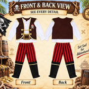 Doodle Kiddo Pirate Costume for Kids 3-12 Years Halloween Pirate Outfit with Hat, Vest, Pants & Eye Patch Fancy Dress & Pretend Play Costume for Kids & Toddlers