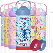 550ml Girls Premium Stainless Steel Water Bottle with Straw Leak-Proof, Double-Wall Vacuum Insulated Kids Flask for School & Sports, BPA-Free (Mermaid, 550ml) - Undersea 550 ml