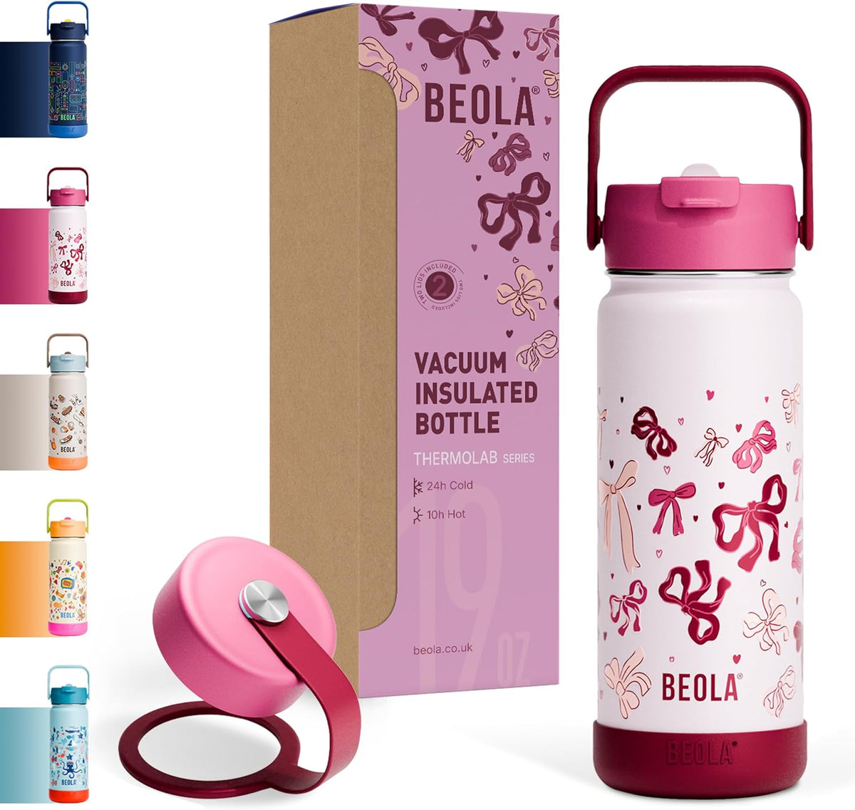 550ml Kids Water Bottle 18/8 Stainless Steel Double Wall Insulated thermo Bottle with Straw Lid and Wide Mouth, Hot Cold Liquids Sports School Bottle (19oz, Dino Dreams) – image 1