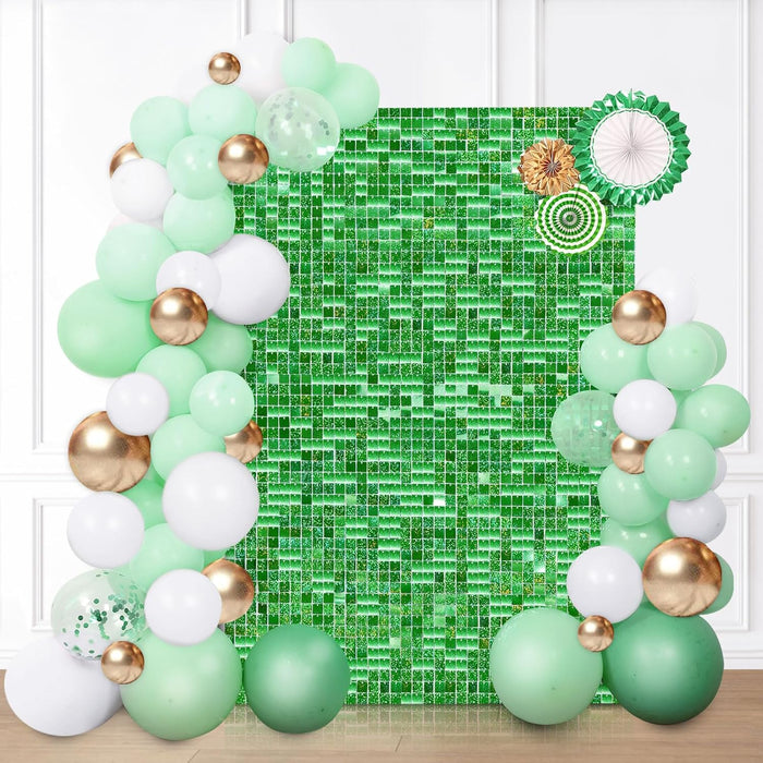 LuoluoHouse Shimmer Wall Panel Sequin Backdrop Panels 12 Packs-Iridescent Silver Backdrop for Graduation Anniversary Backdrop Wall Backdrops Engagement Decoration