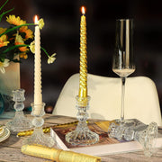 SuproBarware Clear Glass Candlestick Holders,8 pcs Set Include Taper Candle Holders and Stripe Candle Holders,Two Style for Formal Events, Wedding, Festival,Church, Party & Festival Decoration