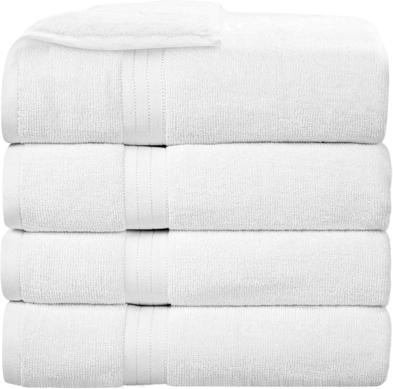 Bliss Casa Bath Towel Set 27 x 54 Inch (4 Pack) - 550 GSM 100% Cotton 20/D Quick Drying Highly Absorbent Thick Bathroom Towels - Soft Hotel Quality for Bath and Spa (Grey)