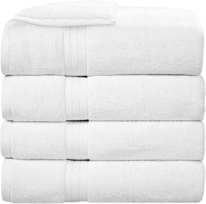 Bliss Casa Bath Towel Set 27 x 54 Inch (4 Pack) - 550 GSM 100% Cotton 20/D Quick Drying Highly Absorbent Thick Bathroom Towels - Soft Hotel Quality for Bath and Spa (Grey)