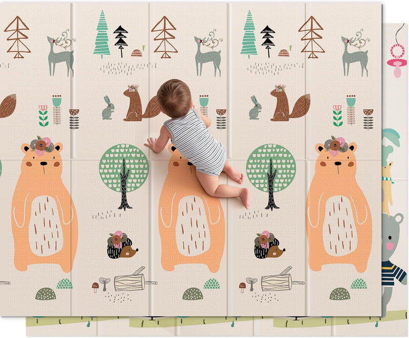 UANLAUO Foldable Baby Play Mat, Extra Large Waterproof Activity Playmats for Babies,Toddlers, Infants, Play & Tummy Time, Foam Baby Mat for Floor with Travel Bag, Indoor Outdoor Use (71" x 79")