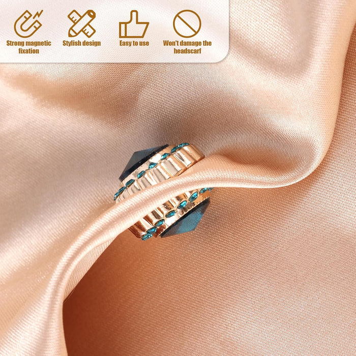 6 Pairs Hijab Magnets, Strong Hijab Pin Magnets 6 Colors Rhinestone Scarf Magnets Hijab Lapel Pins for Women Scarves Niqab Muslim Islamic Hijab (Style 3)