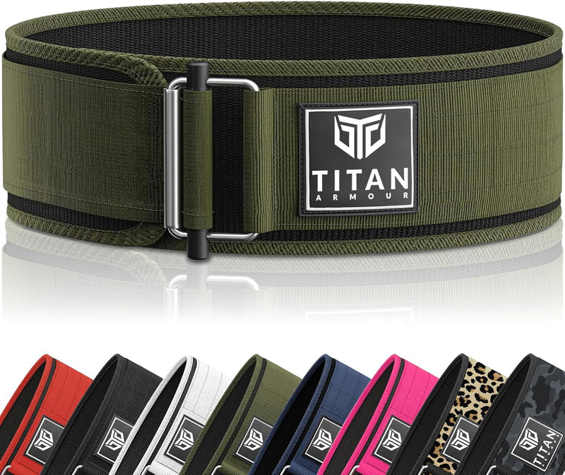 Titan Armour® Self-Locking Weight Lifting Belt | Weight Lifting Straps Included | Gym belt for Crossfit, Powerlifting, Deadlift, Olympic Lifts and Squats | For Men and Women | UK Brand