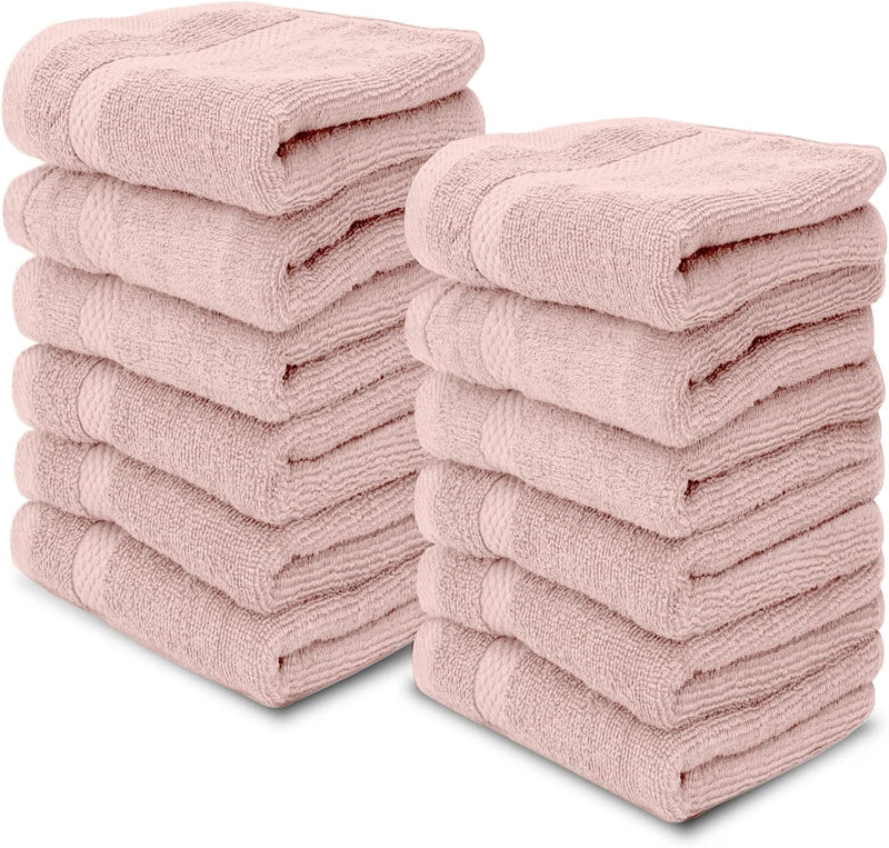 White Classic Luxury Cotton Washcloths - Small Hotel Spa Bathroom Face Towel | 12 Pack |