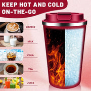 BuyOn Travel Coffee Tumbler Stainless Steel Double Wall Vacuum Hot and Iced Coffee Cup Hydro Flask Drinks Insulated Mug with Leakproof Lid for Home Office Gym Outdoor Work (WHITE, 380ML)