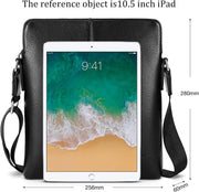 Mens Shoulder Bag, Genuine Leather Messenger Handbag Crossbody Bag for Men Purse iPad Bag for Business Office Work School with Adjustable Strap Black, Black, One Size