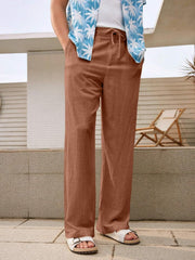 Linen Pants for Men Loose FIT Baggy Cargo(GL-TP-1190-M-BROWN)