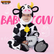 Spooktacular Creations Unisex Baby Cow Costume Jumpsuit Outfit with Milking Bucket for Infant Child Boys and Girls