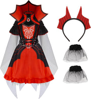 Spooktacular Creations Girls' Vampire Costume, Red Dark Vampire Dress, Halloween Dress-Up, Role Play and Costume Parties
