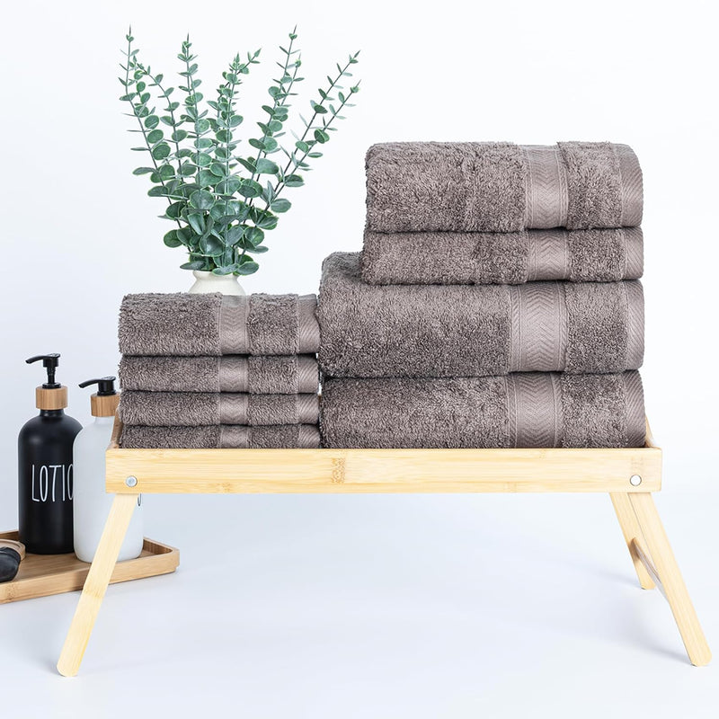 Cannon Bath Towel, 70x140 cm, 8 Piece Set, 2 Piece of 70x140cm bath towel, 2 Piece of 41x71cm Hand Towel & 4 Piece of 33x33cm Wash Cloth,100% Cotton for Bathroom, Spa & Gym (LINEN)