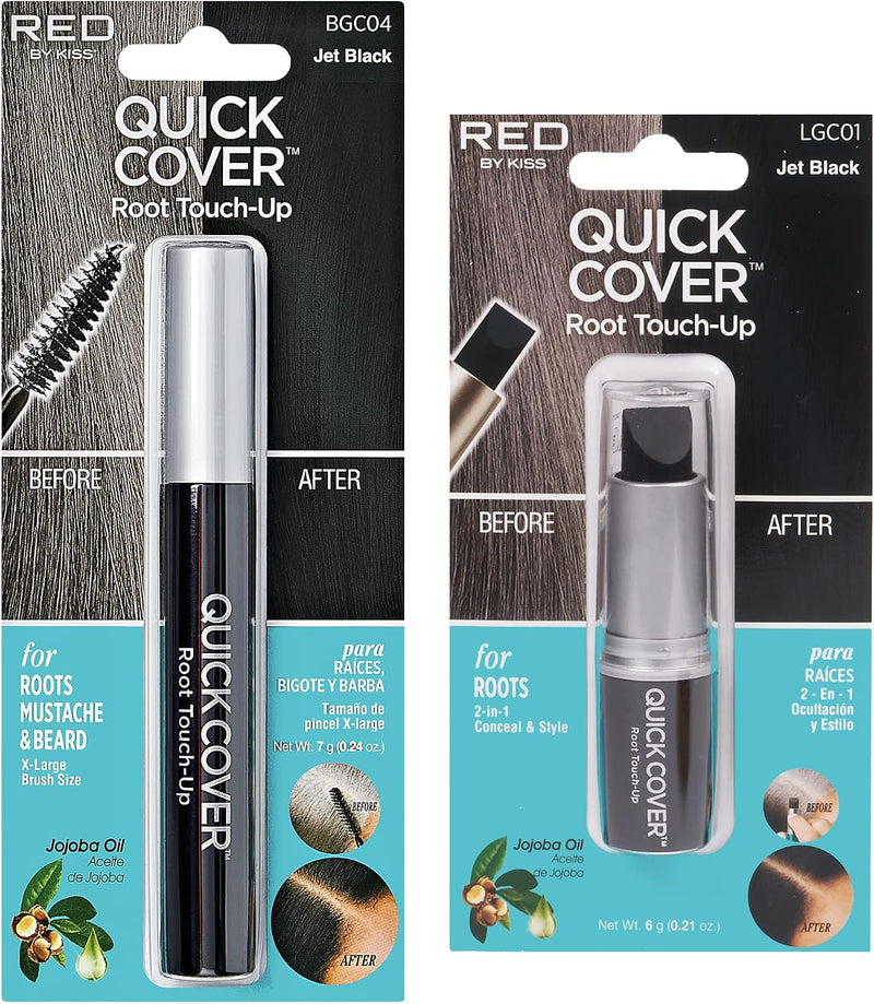Kiss Quick Cover Gray Hair Touch Up Dark Brown X-Large 7g - # Jet Black Set