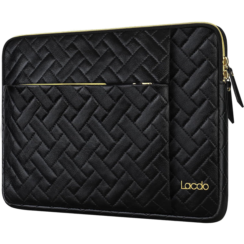 Lacdo Laptop Sleeve Case for 15 inch New MacBook Air M4 A3241 2025, M3 A3114, M2 A2941 2024-2023, 15 inch MacBook Pro A1990 A1707, Dell XPS 15 Plus Computer Bag with Accessory Pocket, Elegant Black