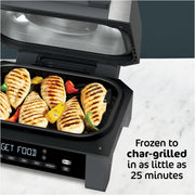 Ninja Foodi Smart XL 6-in-1 Indoor Grill with Air Fry, Roast, Bake, Broil, & Dehydrate, Foodi Smart Thermometer, 2nd Generation, Black/Silver, DG551ME, 2 Years Warranty