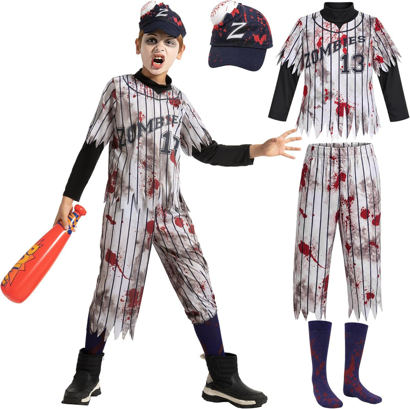 Spooktacular Creations Scary Zombie Baseball Player Costume for Kids, Horror Halloween Costumes for Kids, Halloween Parties