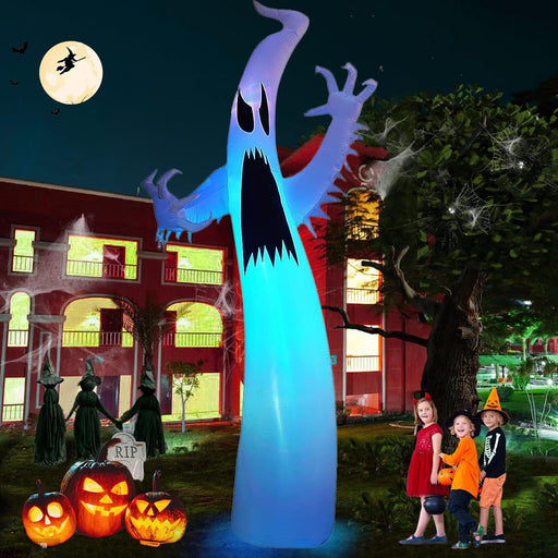 Kalolary 12FT Halloween Inflatables Scary Ghost Color Flashing Blow Up - 12FT Scary Ghost Color Flashing Inflatables