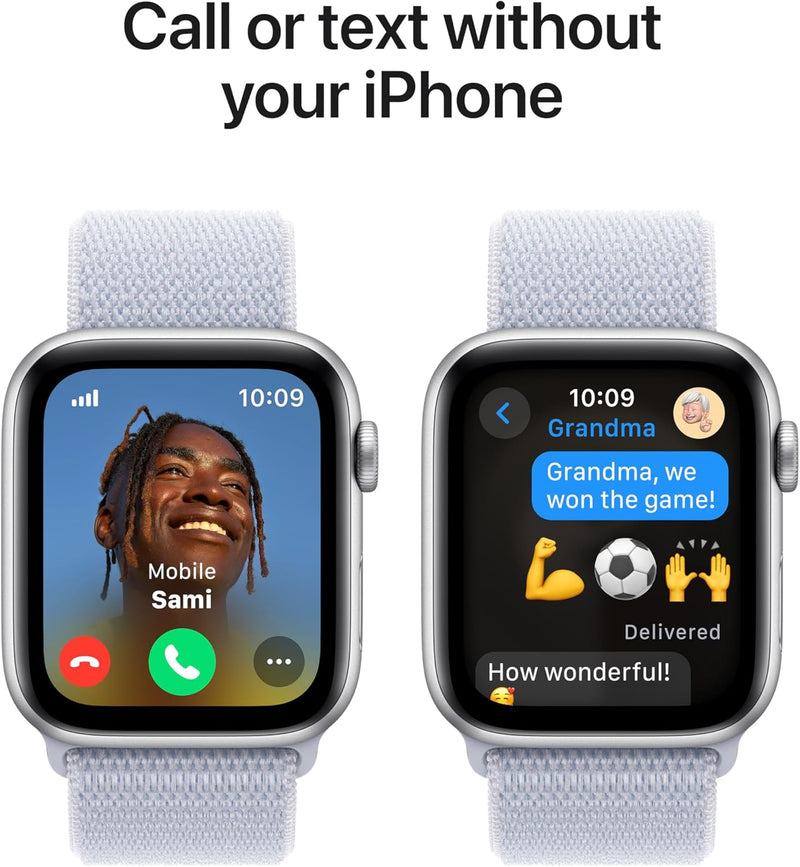 Apple Watch SE (2nd Gen) GPS + Cellular 40mm Smartwatch with Silver Aluminium Case with Denim Sport Band - M/L. Fitness and Sleep Trackers, Crash Detection, Heart Rate Monitor, Retina Display