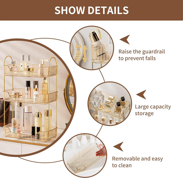 Makeup Organizer, Large Makeup Display Case, Waterproof and Dustproof Cosmetics Storage Display Box Case, Great for Bathroom (white)