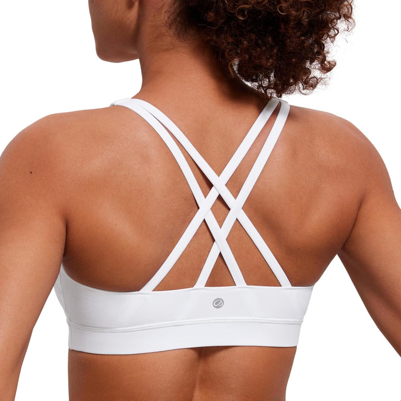 CRZ YOGA Women's Strappy Sports Bras Fitness Workout Padded Yoga Top Criss Cross Back Cami