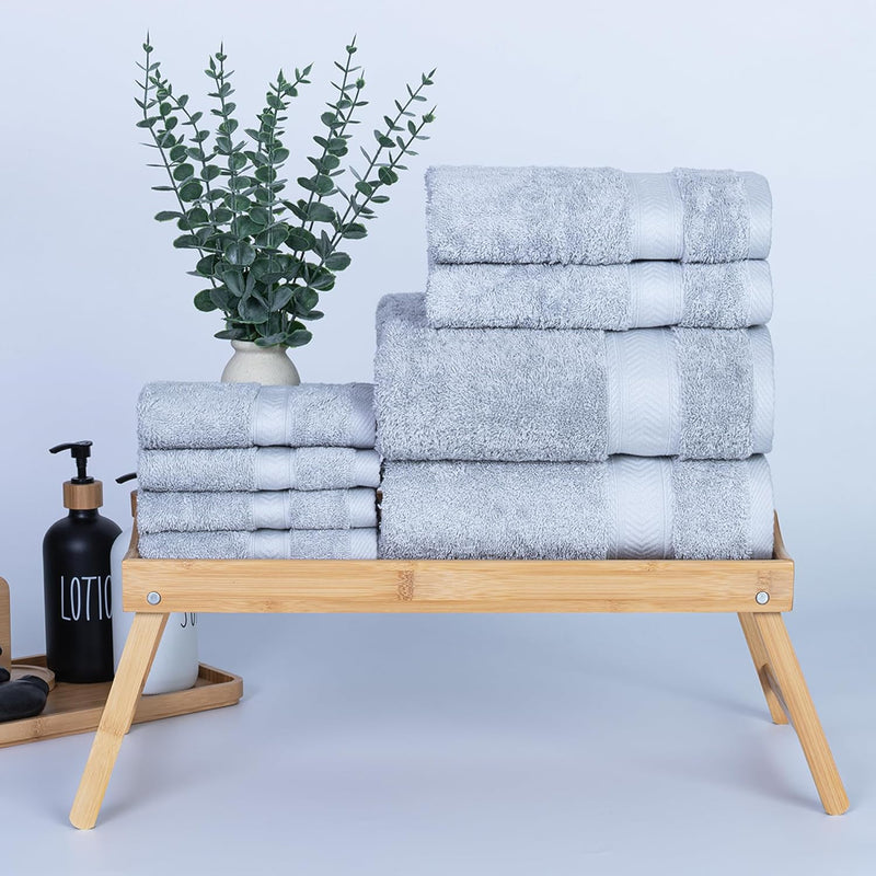 Cannon Bath Towel, 70x140 cm, 8 Piece Set, 2 Piece of 70x140cm bath towel, 2 Piece of 41x71cm Hand Towel & 4 Piece of 33x33cm Wash Cloth,100% Cotton for Bathroom, Spa & Gym (LINEN)