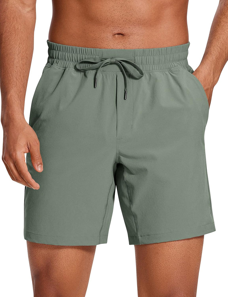 CRZ YOGA Men's Linerless Workout Shorts -9'' Quick Dry for Running Sports Athletic Gym with Pockets
