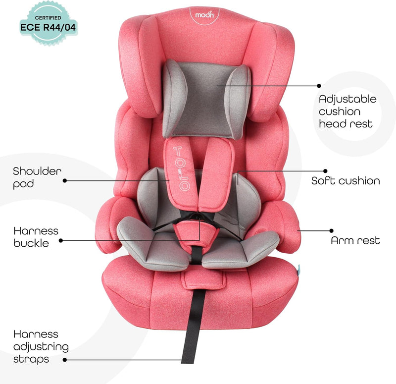 The Moon Brand Tolo Car Seat – Baby Travel Gear for Kids (9m to 11yrs) – ForwardFacing Child Booster Seat w/ Adjustable Headrest – Group 123 Comfort Car Accessories – Green
