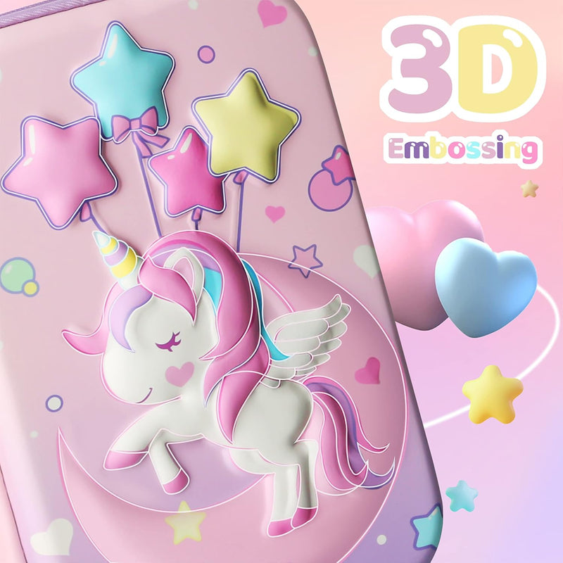 Pencil Case, Unicorn Pencil Case for Girls, 3D EVA Large Capacity Pen Holder, Storage Bag, Students Stationery Box, Cartoon Pencil Bag For Kids Boys School Gift (Moon Unicorn, L)