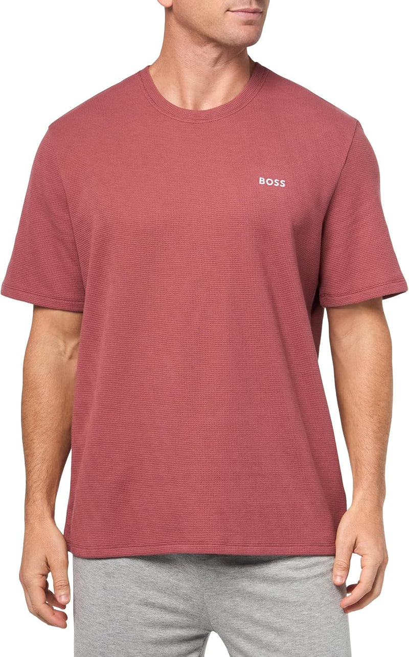 mens Waffle Contrast Logo Short-sleeve T-shirt Shirt - Red Potato