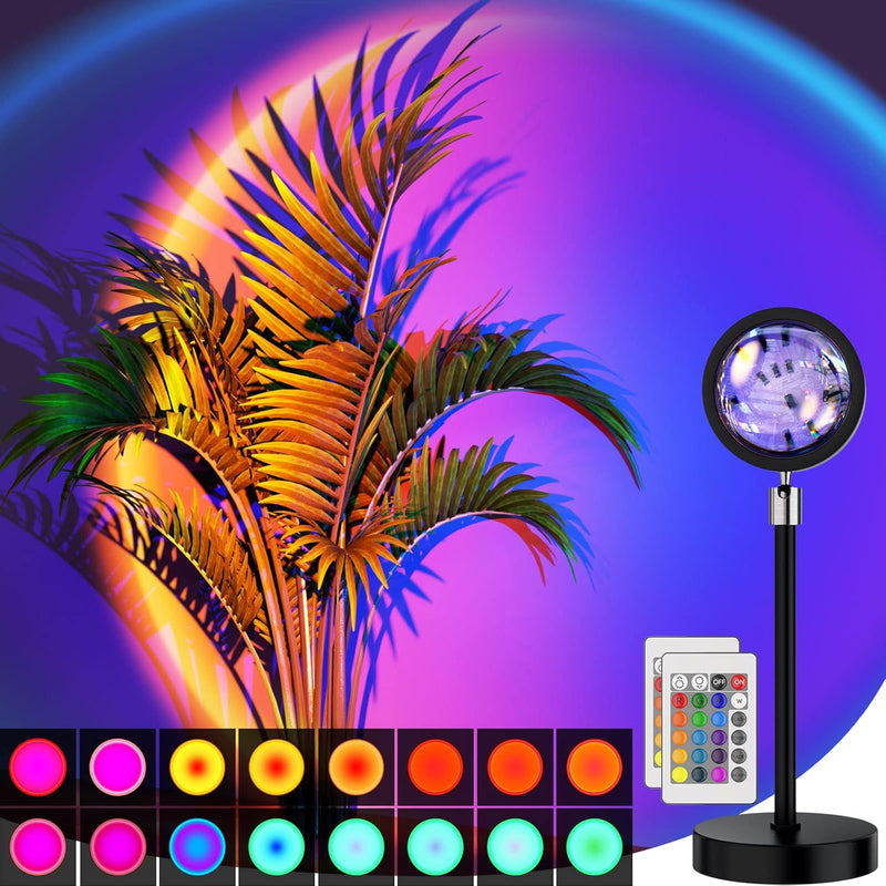 Bavcieu Sunset Lamp Projection Led Lights with Remote, 16 Colors Night Light 360Â° Rotation Rainbow 4 Modes Setting for Photography/Selfie/Party/Home/Living Room/Bedroom Decor, Gifts Women