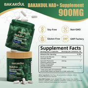BAKAKOUL NAD Supplement - Liposomal Nicotinamide Riboside, Resveratrol, Quercetin, NAD Nicotinamide Riboside Resveratrol 900mg, NAD+ Supplement for Men and Women, 80 Capsules 1 Pack - 80 Count (Pack of 1)