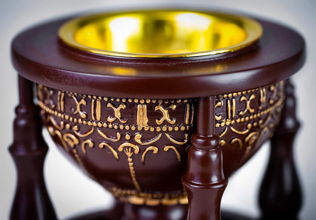 AM Charcoal Incense Burner - Bakhoor Burner, Oud Frankincense Resin Burner - for Office & Home Decor - Lavish 4 Pillar Black
