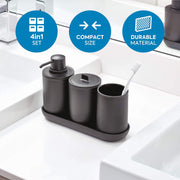 Idesign 28737Es Cade 4-Piece Bathroom Accessory Set, Matte Black - Matte Black bathroom accessories